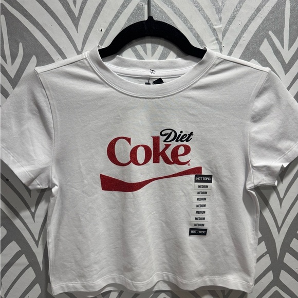 Hot Topic White Diet Coke Crop Top - Picture 1 of 4